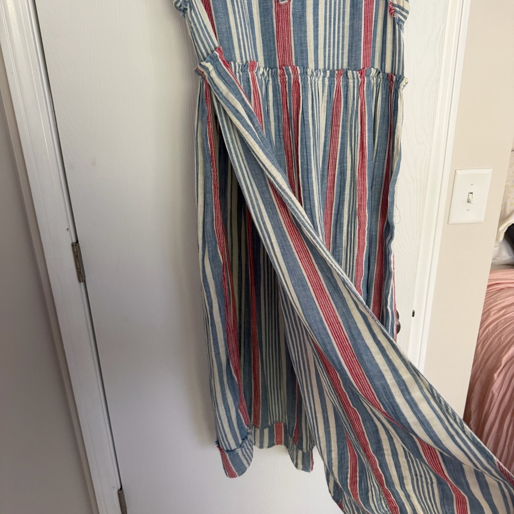 Free People We The Free Surf Stripe Maxi Top Cotton Linen Blend Beach Vacation - Picture 6 of 15